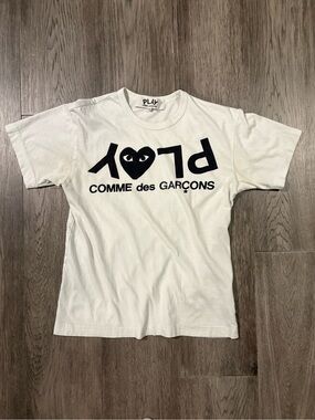 Comme des Garcons PLAY White and Black Logo Tee